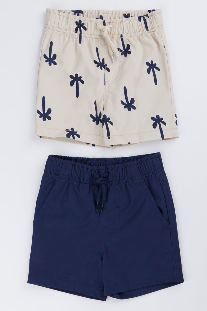 Palm Print Woven Shorts 2 Pack