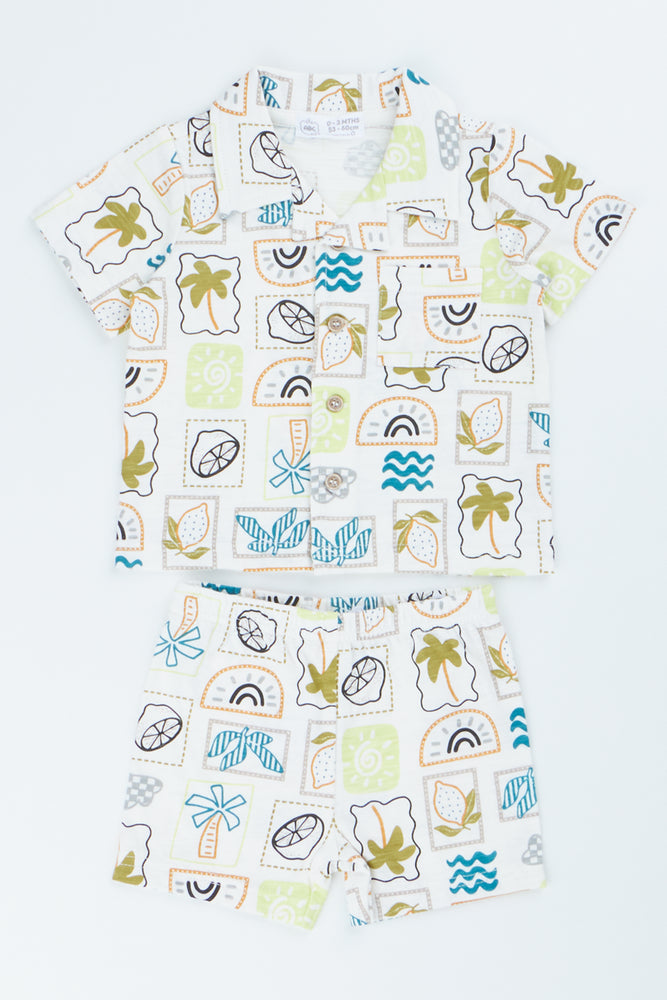 Tropical Print Shirt Set