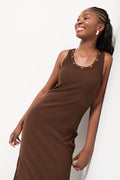Chocolate Ribbed Strappy Bodycon Dress (1)