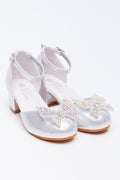 Silver Butterfly Trim Block Heels