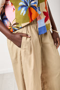 Beige Wide Leg Cropped Pants (3)
