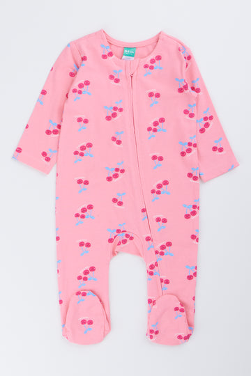 Pink Cherry Print Babygrow