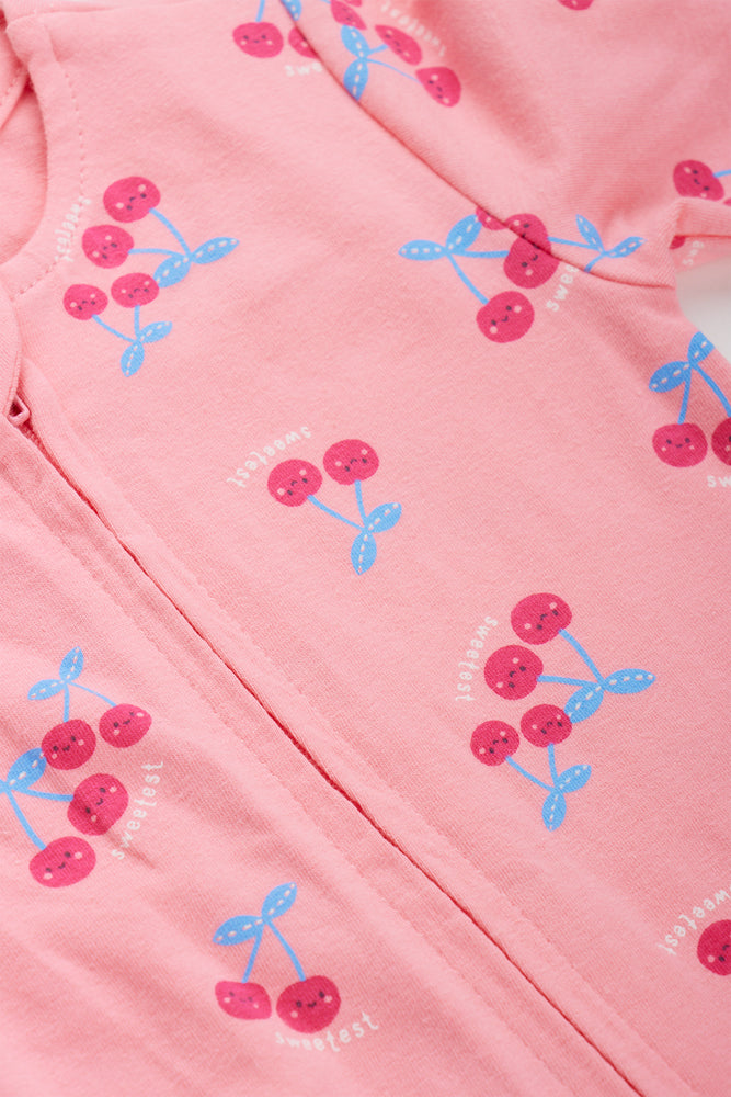Pink Cherry Print Babygrow (1)