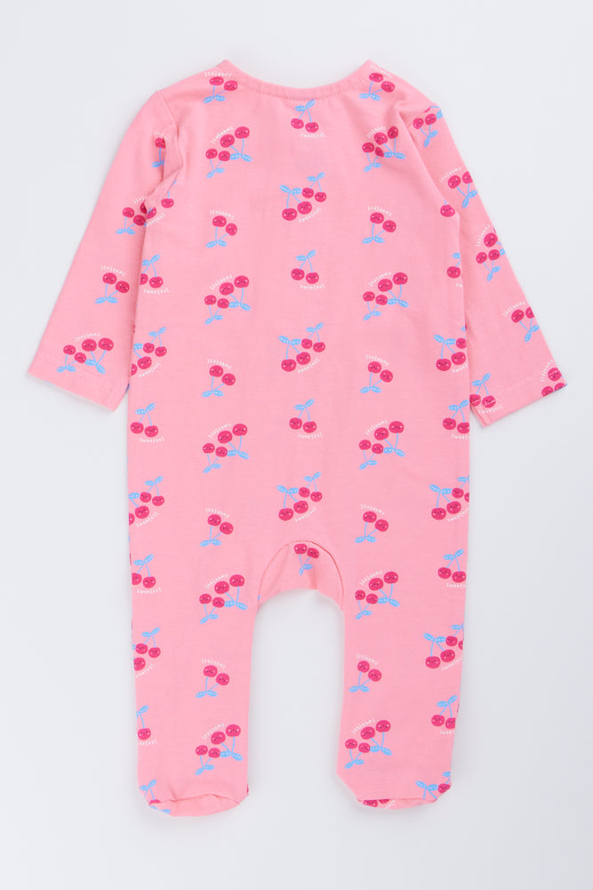 Pink Cherry Print Babygrow (2)