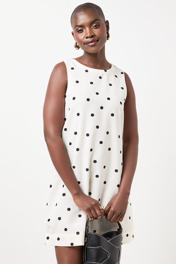 Polka Dot Linen Look Shift Dress