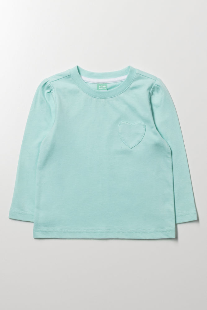 Mint Long Sleeve Heart T-Shirt