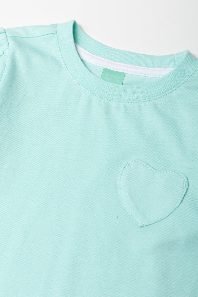 Mint Long Sleeve Heart T-Shirt (1)