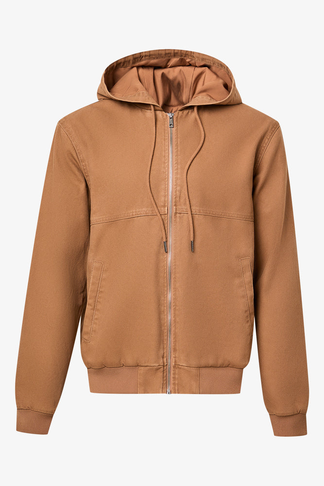 Brown Twill Zip Up Jacket