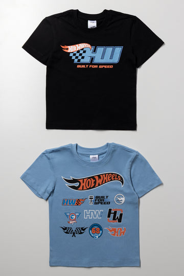 Hot Wheels 2 Pack T-Shirts Black And Blue