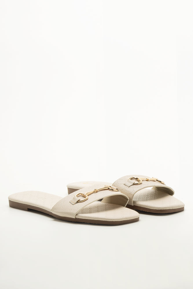 Cream Square Toe Snaffle Mules