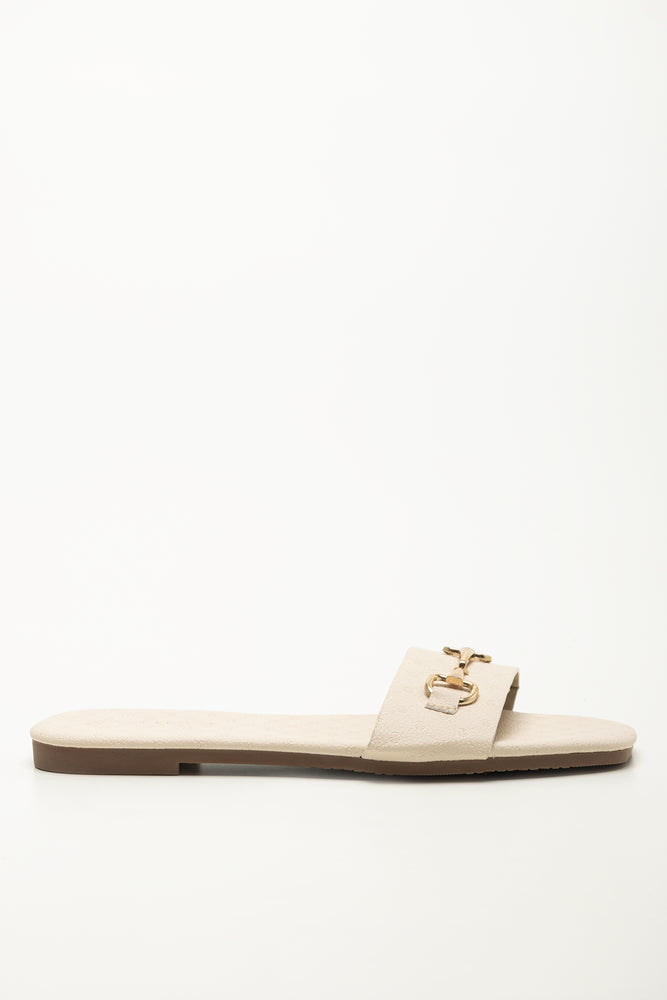 Cream Square Toe Snaffle Mules (1)