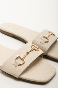 Cream Square Toe Snaffle Mules (2)