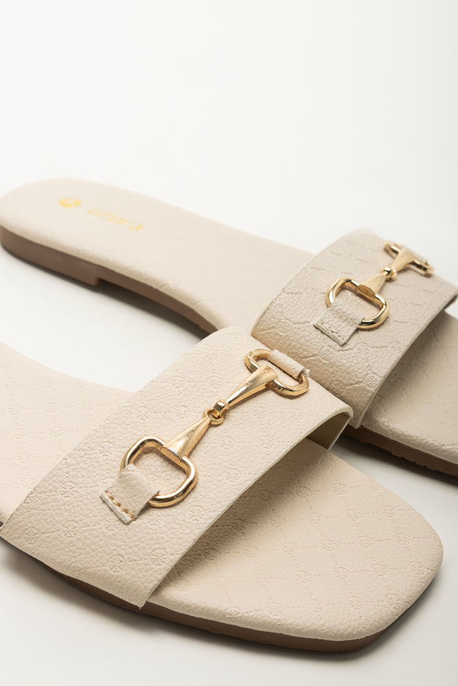 Cream Square Toe Snaffle Mules (2)