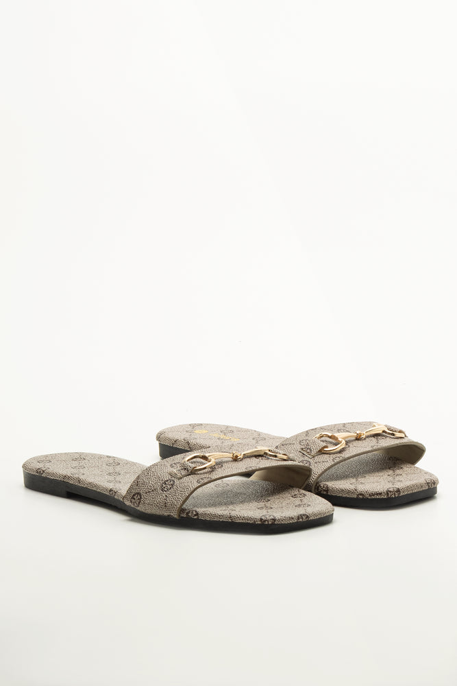 Cream Snaffle Trim Square Toe Mules