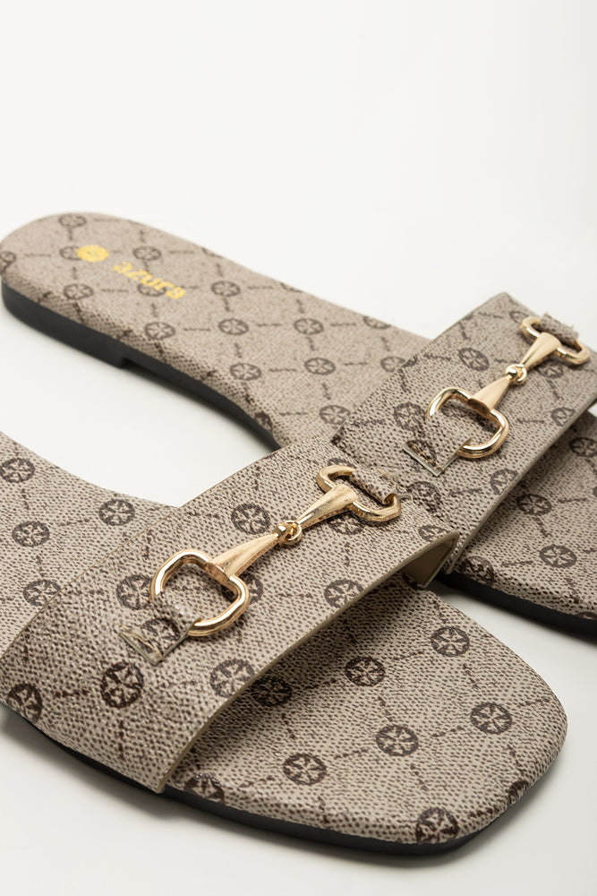 Cream Snaffle Trim Square Toe Mules (2)